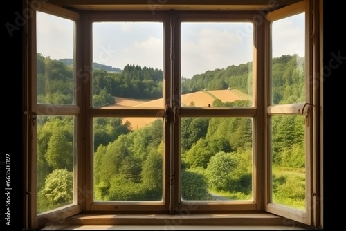 landscape seen from a window. Generative AI