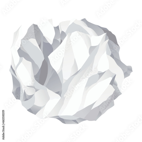 Crumpled paper ball icon. Realistic garbage, bad idea symbol, crushed piece of paper. Throw rumple grunge sheet. Mistake in document. Realistic wrinkled page