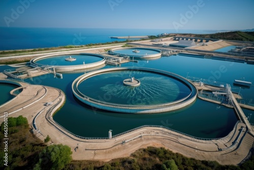 A bird's eye view of a sprawling water treatment facility photo