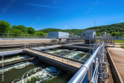 A wastewater treatment plant with a high volume of water being processed © nordroden