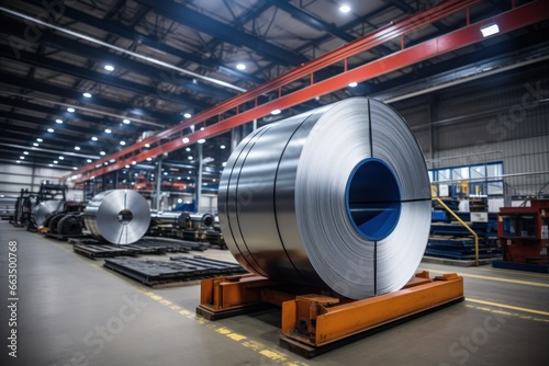 A large roll of cold rolled steel in a warehouse