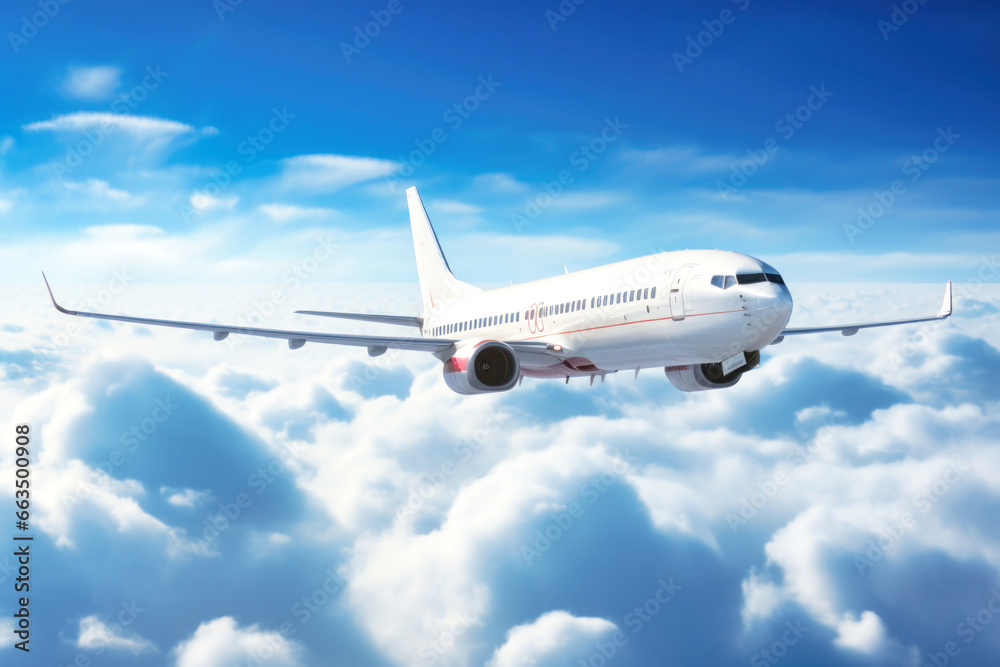 jet passenger plane flies over the clouds on a sunny day jet passenger plane flies over the clouds on a sunny day