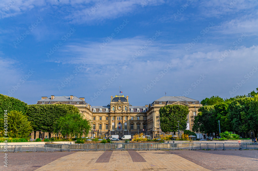 Obraz premium Northern Prefecture building neoclassical architecture style on Place de la Republique Republic Square, Lille city historical center, French Flanders, Nord department, Hauts-de-France Region, France
