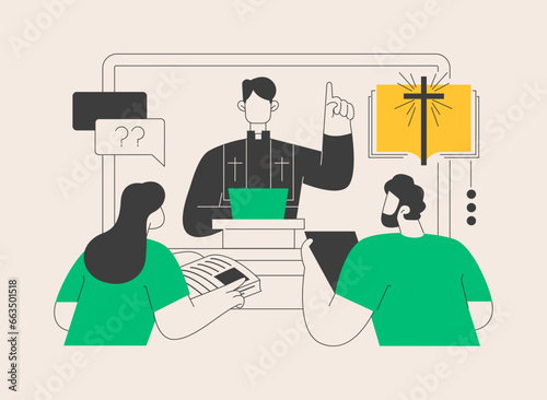 Theological lectures abstract concept vector illustration.