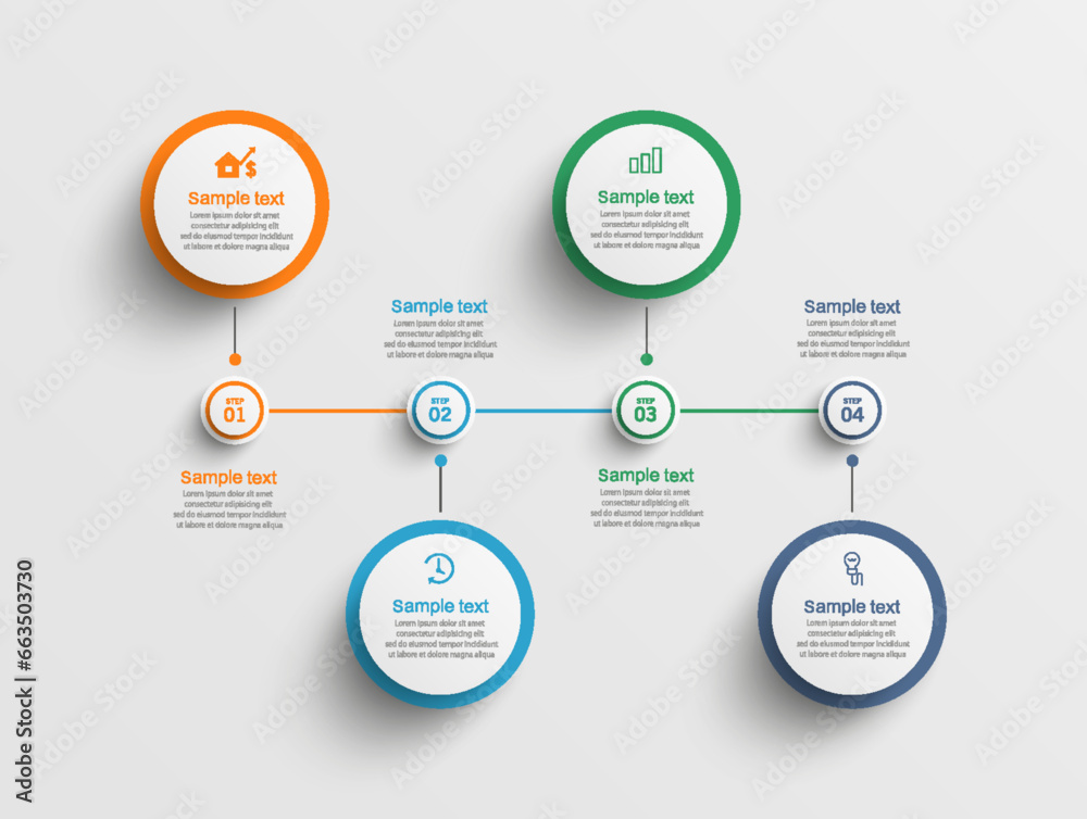 Creative business infographic template with 4 options or steps. Can be used for workflow layout, diagram, annual report, web design Creative business infographic template with 4 options or steps. Can be used for workflow layout, diagram, annual report, web design
