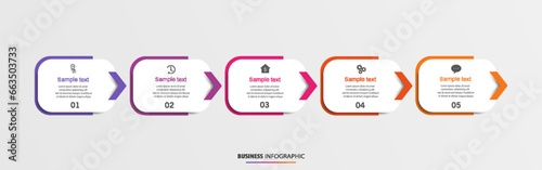 Business vector infographic template with 5 options or steps. Can be used for workflow layout, diagram, annual report, web design