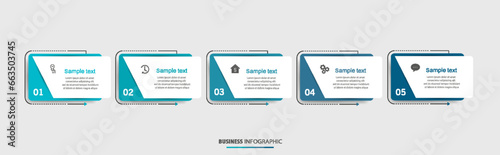 Business vector infographic template with 5 options or steps. Can be used for workflow layout, diagram, annual report, web design