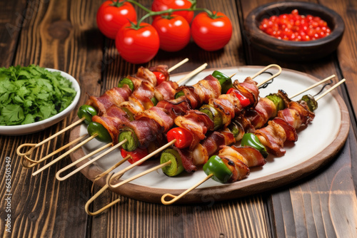 BBQ skewers with meat and vegetables
