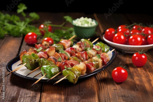 BBQ skewers with meat and vegetables  © Jelmar