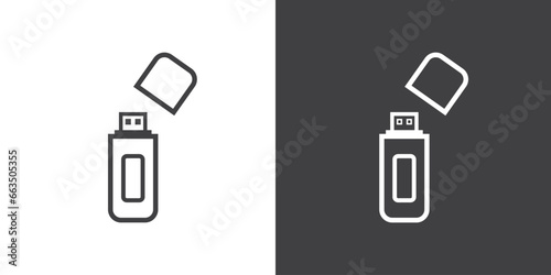 Simple Flash Disk Vector Icon, flash drive line icon, Outline flash disk icon vector. Thin line symbol for use on web and mobile apps, Data storage icon in line style, Mobile device components 