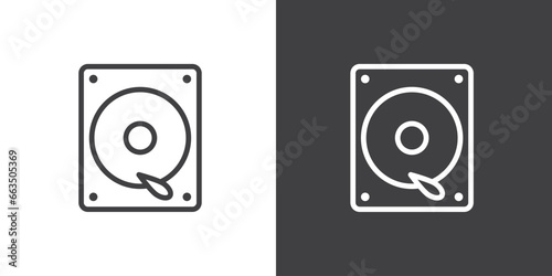 Hard disk icon, Mobile Device Components icon set in line style. Data storage simple black style symbol sign for apps and website, vector illustration.