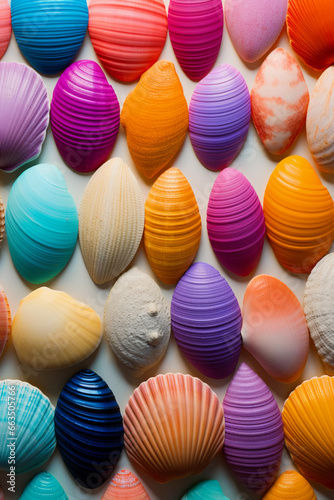 bright colored seashells pattern. generative ai