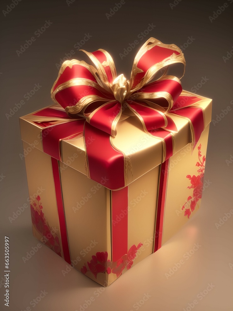 Obraz premium gift box with red bow