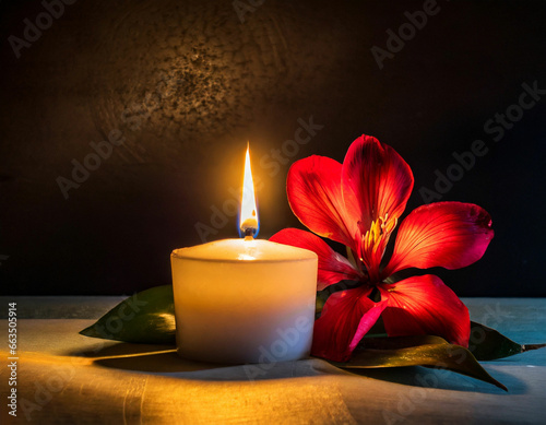 Candle Glow Red Flower in the Dark
