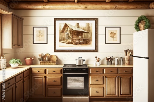 Kitchen in a Log Cabin