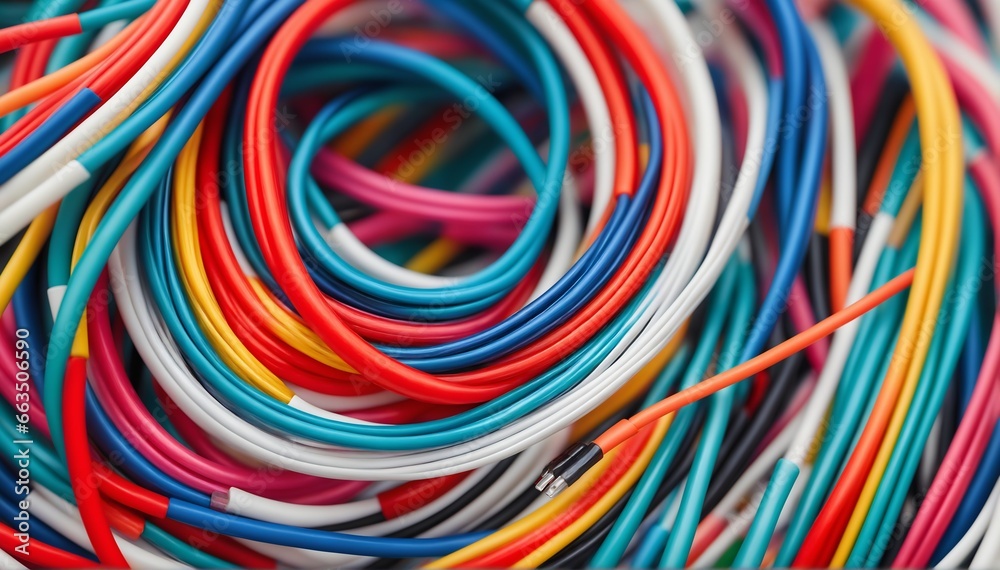 full frame abstract technology background with colorful curved cables
