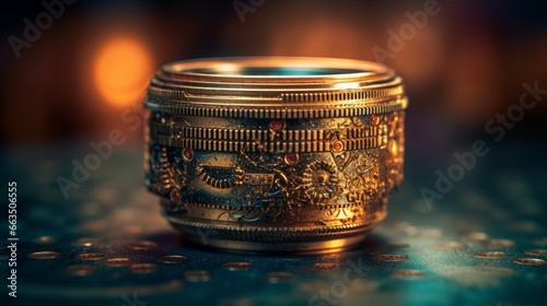 Timelessly Elegant: Artful Jewelry Box with Antique Decorative Patterns in Gold and Silver, generative AI photo