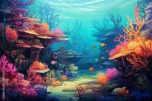 illustration of marine life in reef. Generative AI