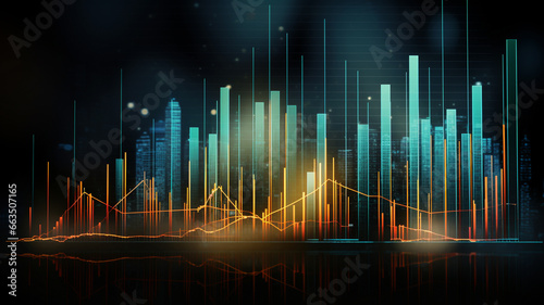 Forex chart with double exposure. financial research concept © Daniel