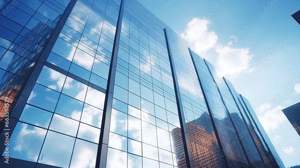 Obraz premium modern office building with glass and clouds