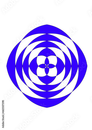 blaue rosette mit schalenförmigem aufbau, modernes abstraktes design