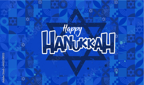 Happy Hanukkah banner, card , vector illustration	