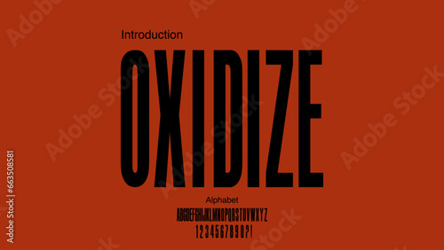 Condensed sans serif bold font. Vector font with uppercase and number.