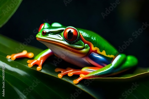 red eyed frog on leaf © manzil
