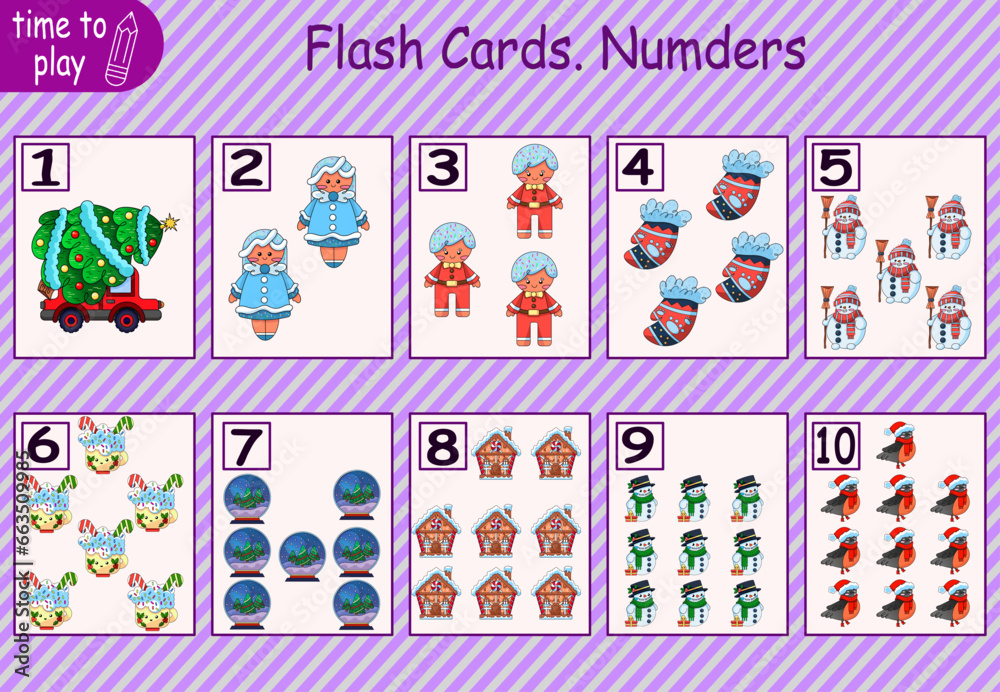 math card for children. studying numbers. children's logic problems. figurines for children. number. New Year. Christmas 
