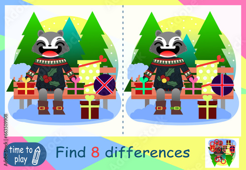 children's educational game. logic game. coloring book. find the difference. New Year.  sweater 