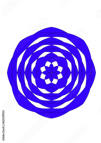 blaue rosette mit schalenförmigem aufbau, modernes abstraktes design