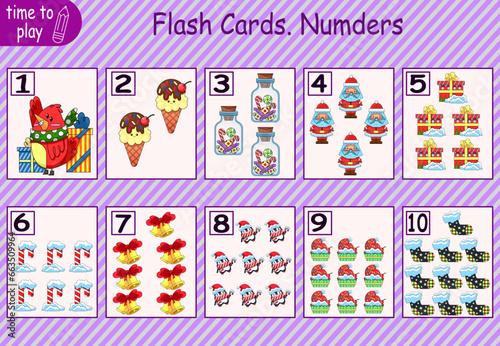 math card for children. studying numbers. children's logic problems. figurines for children. number. New Year. Christmas 