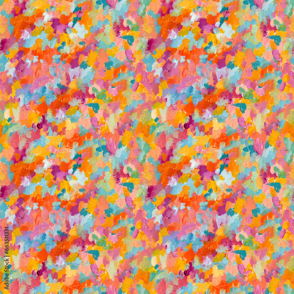 Abstract watercolor mosaic background. Grunge brush stroke daub, stain, spot texture in rainbow colors