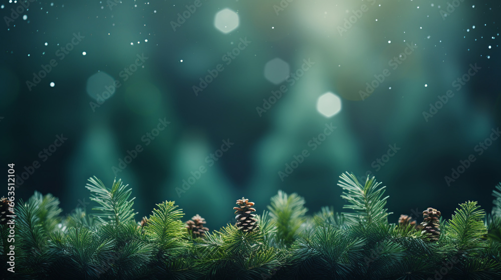 Macro christmas tree background, bokeh lights, Generative AI - obrazy, fototapety, plakaty 
