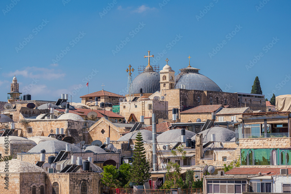 View of the Christian Quarter of the Jerusalem Old City featuring the Church of the Holy Sepulchre