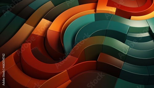 geometrical wallpaper with orange green and red colors