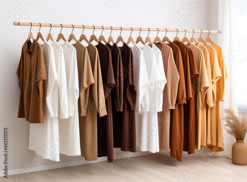 three dress shirts hanging on a wooden hanger