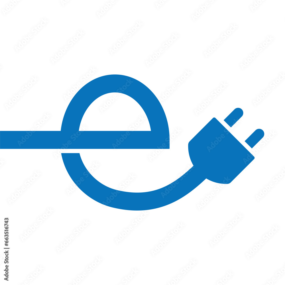 Electrical Automobile Cable Contour Looks Like Letter E ECO Charger electrical-automobile-cable-contour-looks-like-letter-e-eco-charger