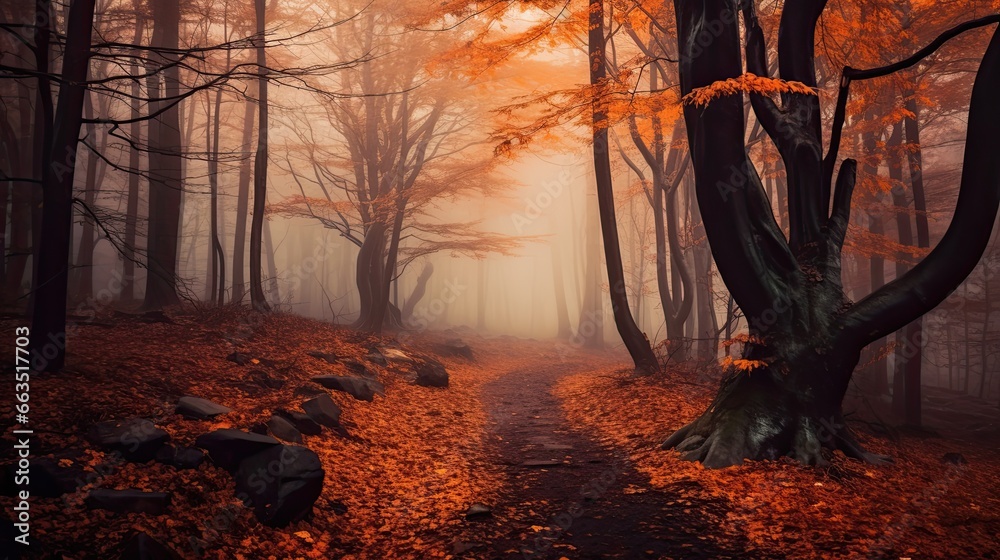 Obraz premium Autumn magical forest background