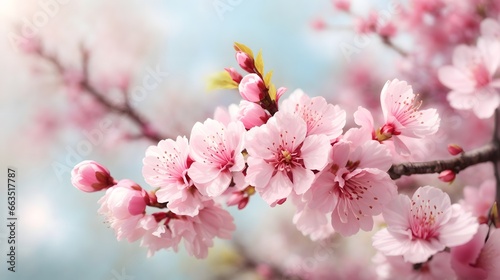 Realistic Blurred Spring Background Cherry Blossom Background Flower Illustration Blossom Flower Background AI Generative