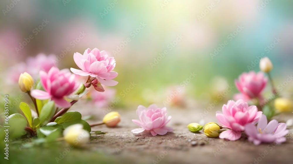 Obraz premium Realistic Blurred Spring Background Spring Flower Background Flower Illustration Blossom Flower Background AI Generative