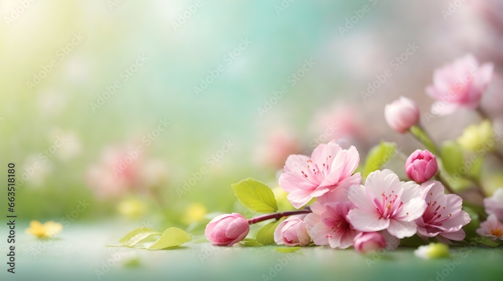 Obraz premium Realistic Blurred Spring Background Spring Flower Background Flower Illustration Blossom Flower Background AI Generative