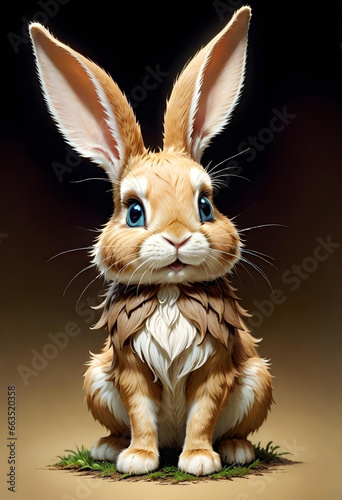 childrens book illustration of a cute rabbit. generative ai