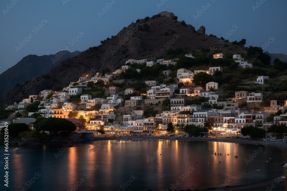 Image of Agia Galini, a town on the island of Crete in Greece. Generative AI