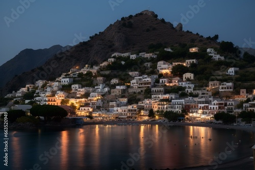 Image of Agia Galini, a town on the island of Crete in Greece. Generative AI © Melisende