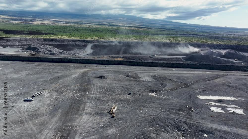 Vidéo Stock Aerial volcanic lava flow Kona garbage dump Hawaii sl. Big