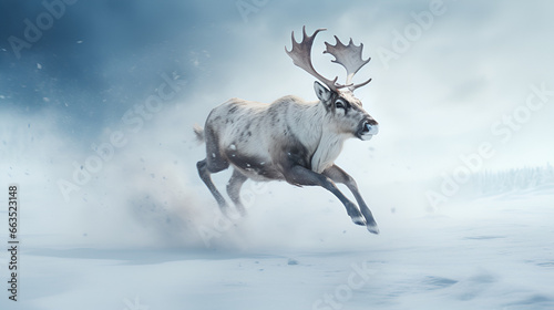 reindeer in snow, winter, christmas