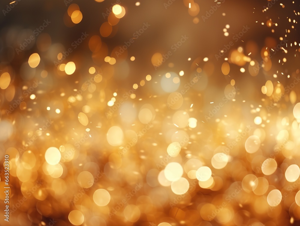 Abstract motion background shining gold particles. Shimmering Glittering Particles With Bokeh Particles Background, Generative AI