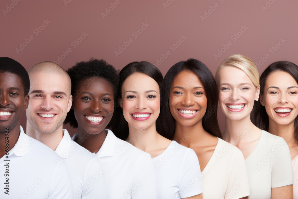Bright Smiles Galore: Numerous smiling faces showcase their flawless teeth. Ideal for dental clinic promotions Bright Smiles Galore: Numerous smiling faces showcase their flawless teeth. Ideal for dental clinic promotions