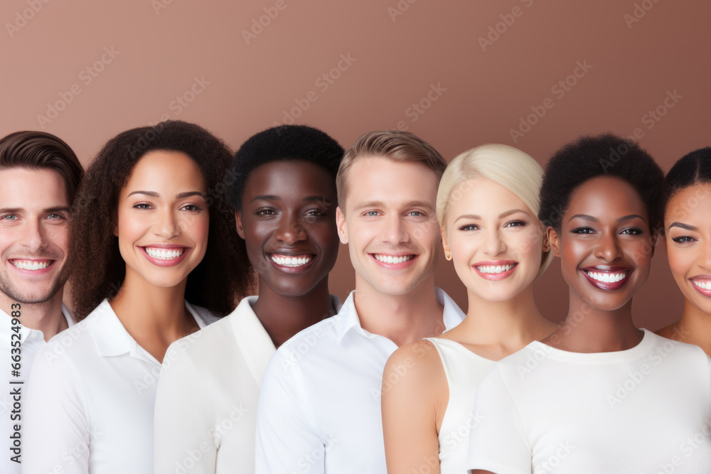 Smile Perfection: Many faces glow with perfect smiles, showcasing dental excellence. Ideal for dental care marketing Smile Perfection: Many faces glow with perfect smiles, showcasing dental excellence. Ideal for dental care marketing